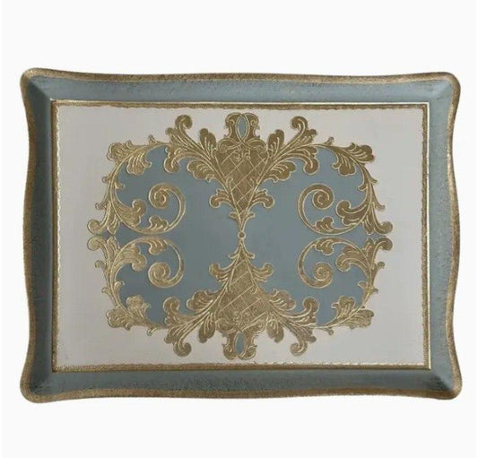 Florentino Baroque Rectangular Tray, Villa Blue