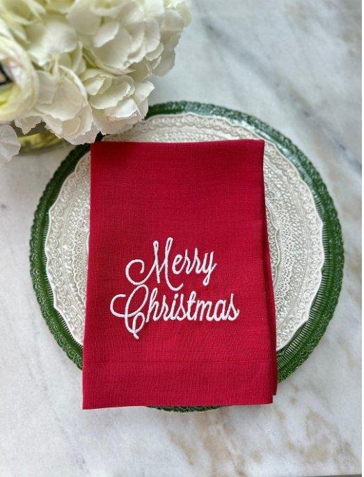 Tri-Fold, Merry Christmas, Red (White)