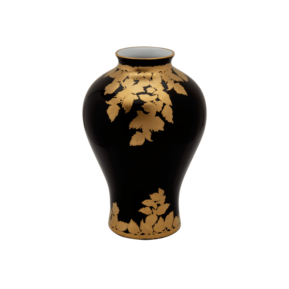 Small Black Feuille D'Or Vase