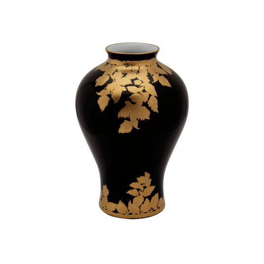 Small Black Feuille D'Or Vase