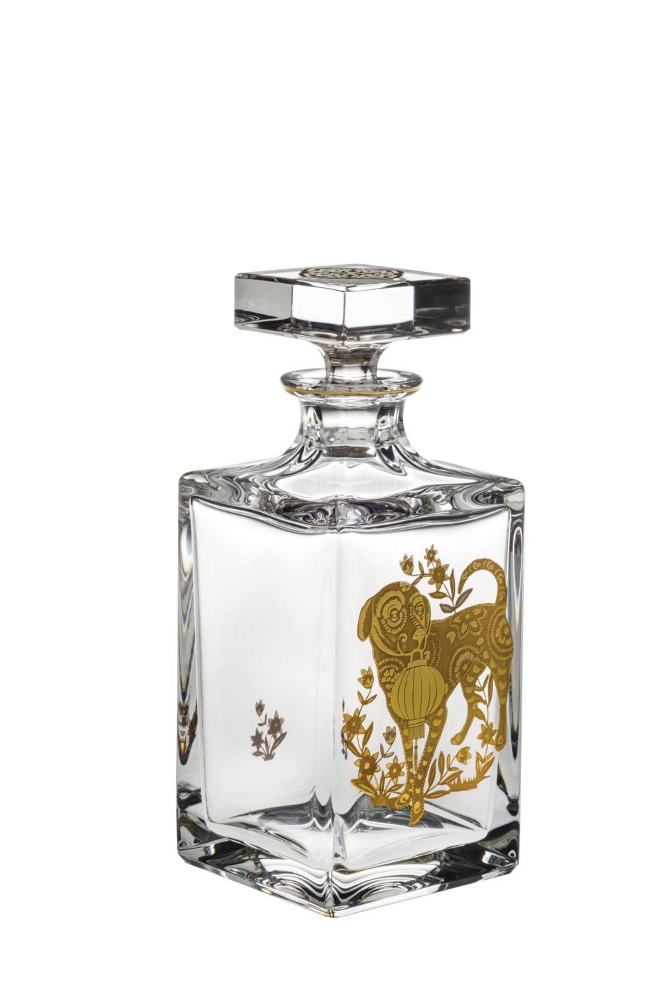 Whisky Decanter with Gold Dog