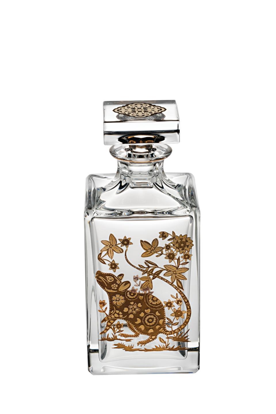 Whisky Decanter with Gold Rat
