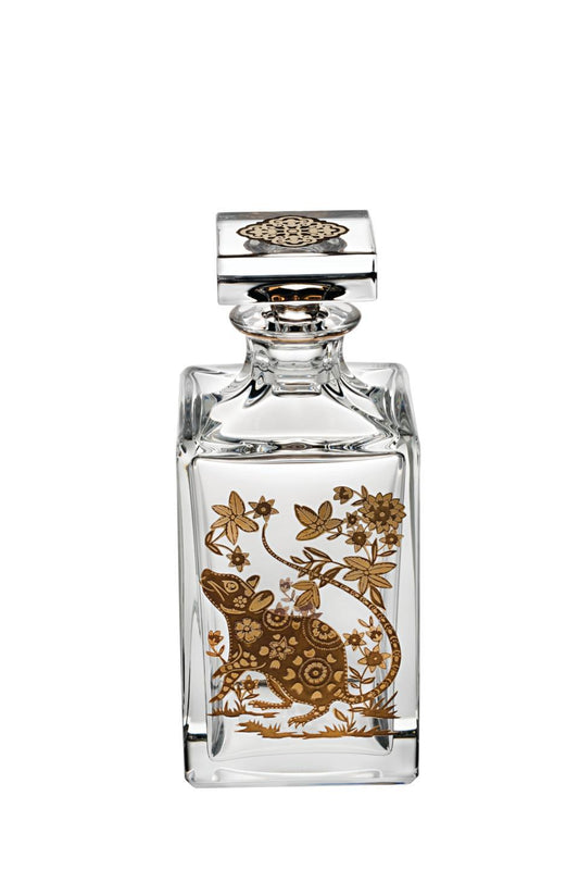 Whisky Decanter with Gold Rat