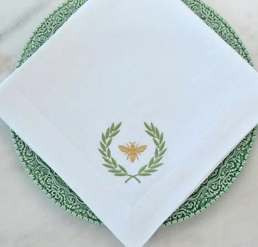 Napkin Large, Italian Bee Green, White