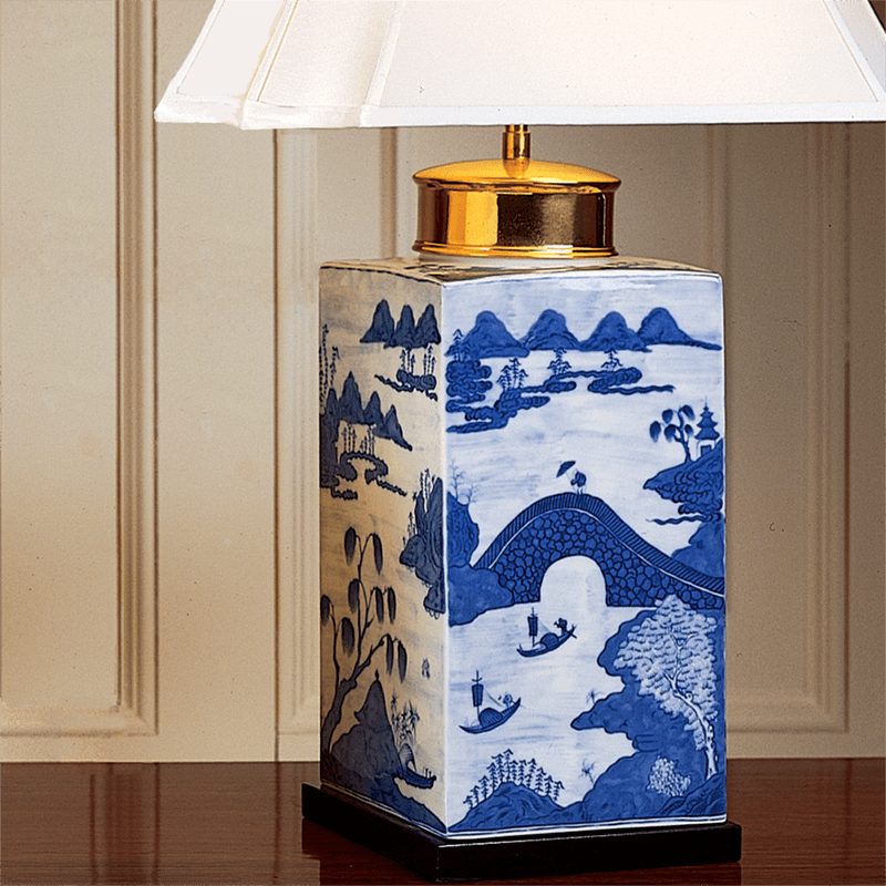 Blue Canton Tea Jar Lamp Lg.