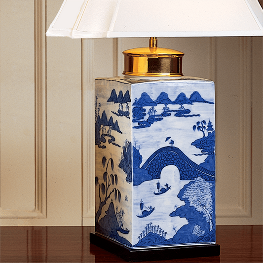Blue Canton Tea Jar Lamp Lg.