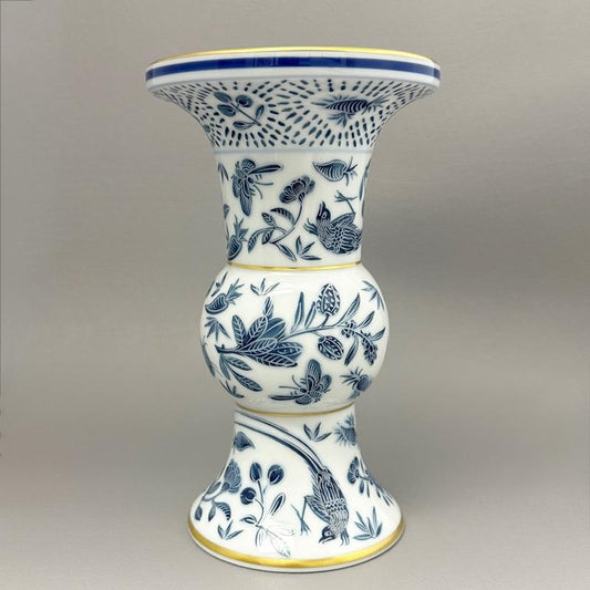 Sacred Bird & Butterfly Blue Shang Vase