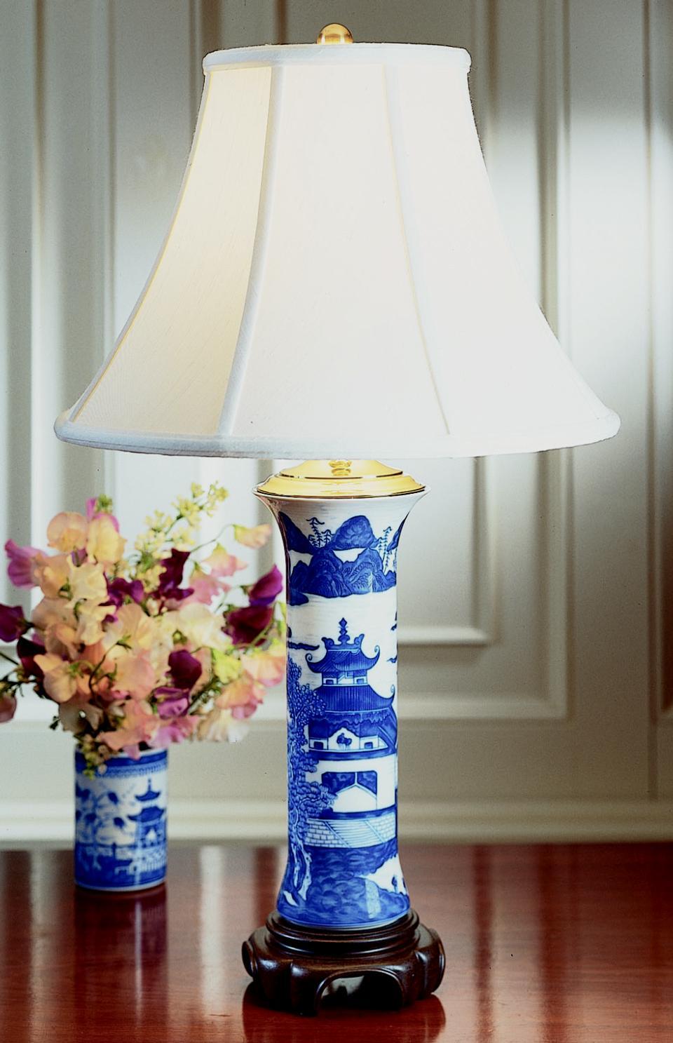 Blue Canton Trumpet Lamp
