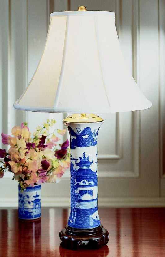 Blue Canton Trumpet Lamp