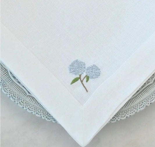 Napkin Large, Hydrangea, White (Blue)