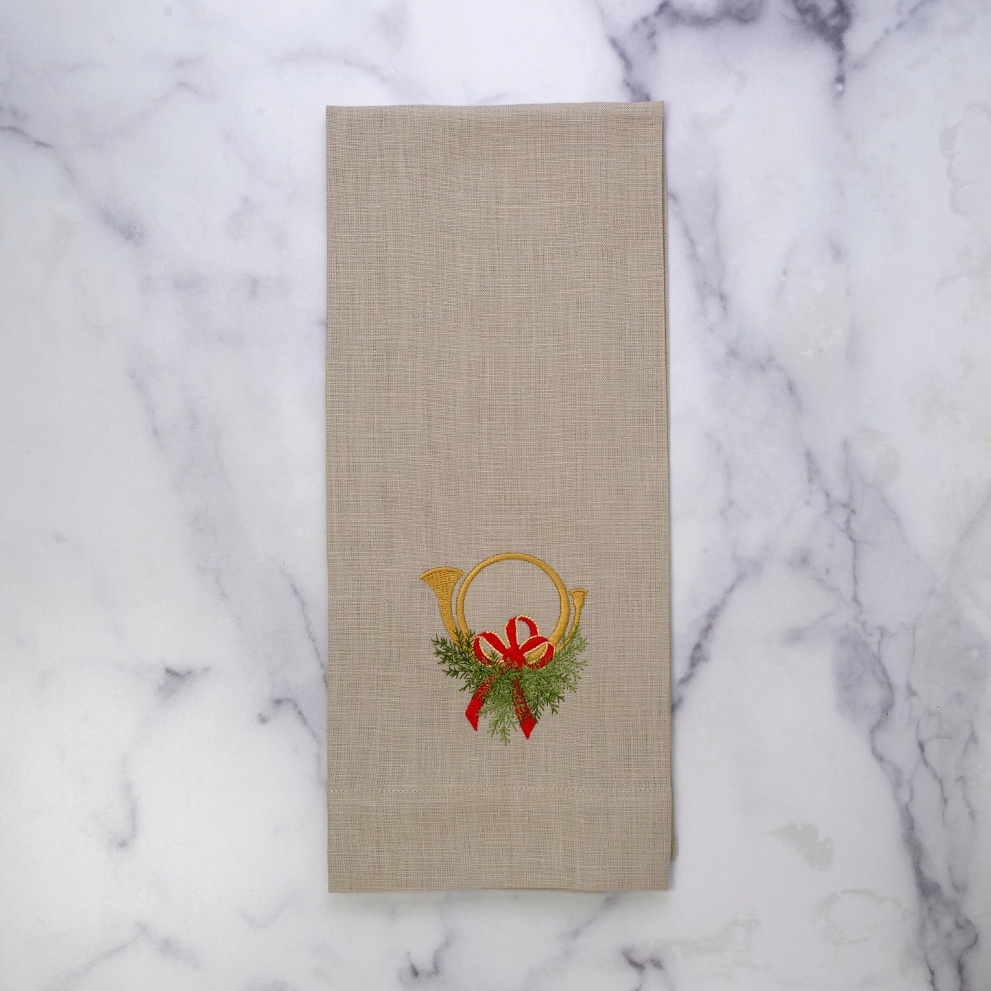 Holiday Horn with Bow Towel, Soft Flax (Multi)