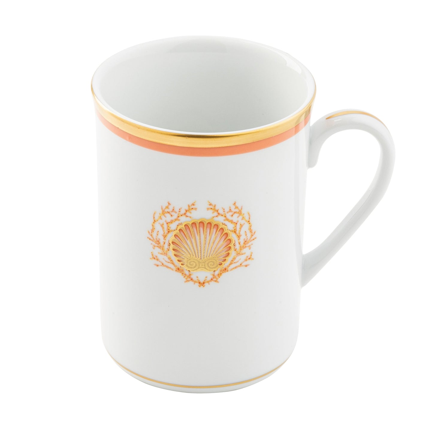 Motif Mug Gold and Coral Band