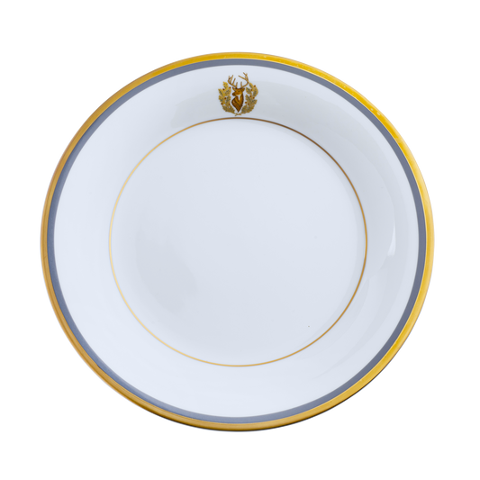 Motif On Rim Salad Gold and Gray-Blue Band
