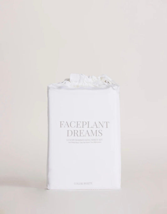 Faceplant Dreams Bamboo Sheets Queen White