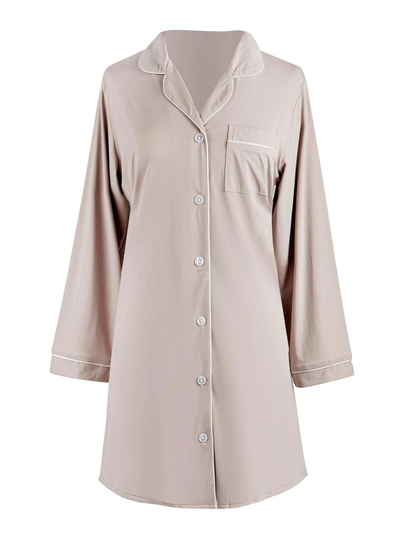 Cooling Night Shirt: Grey/Tan- Large