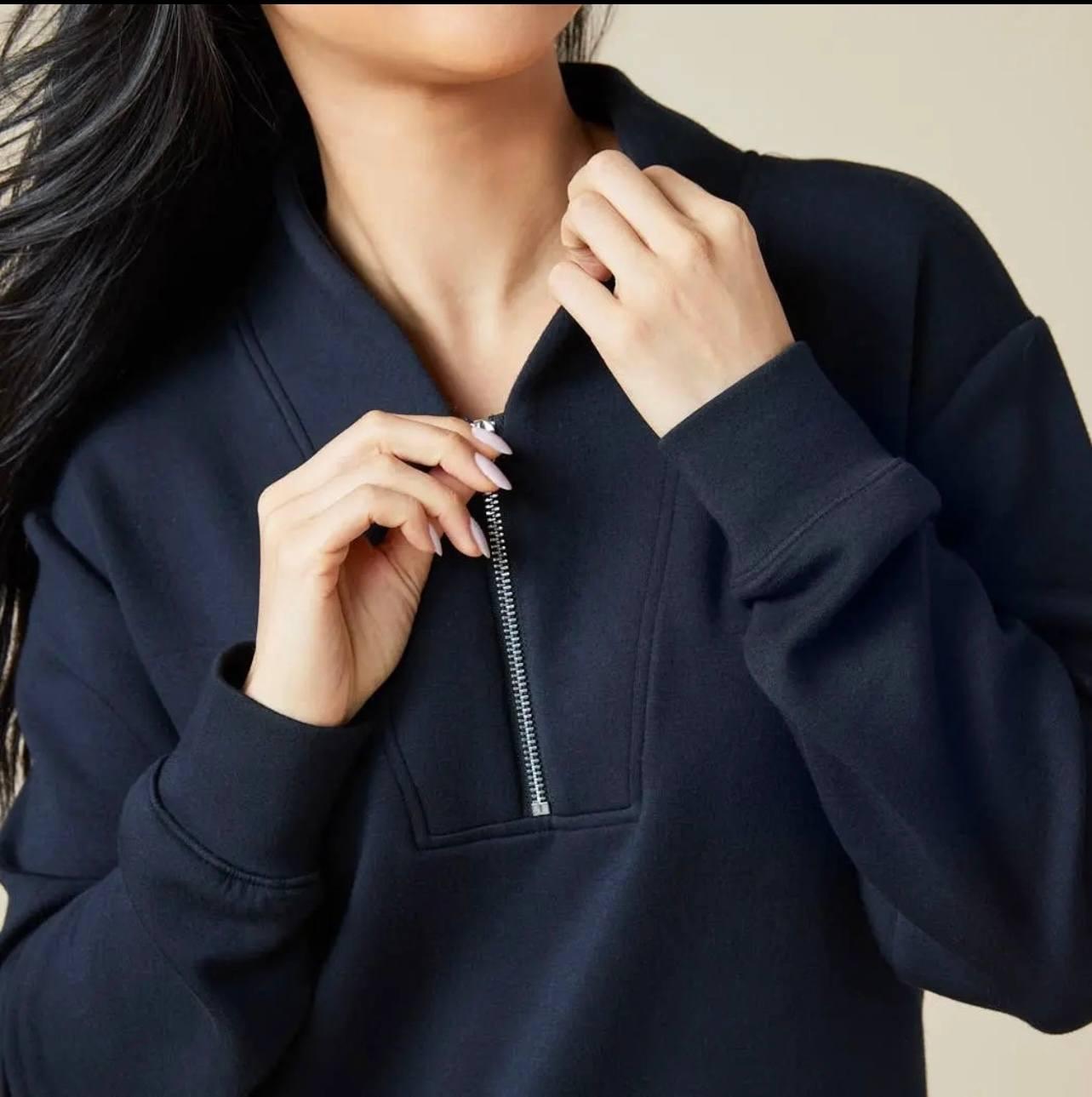 Softies 1/4 Zip Jogger Set Black Medium