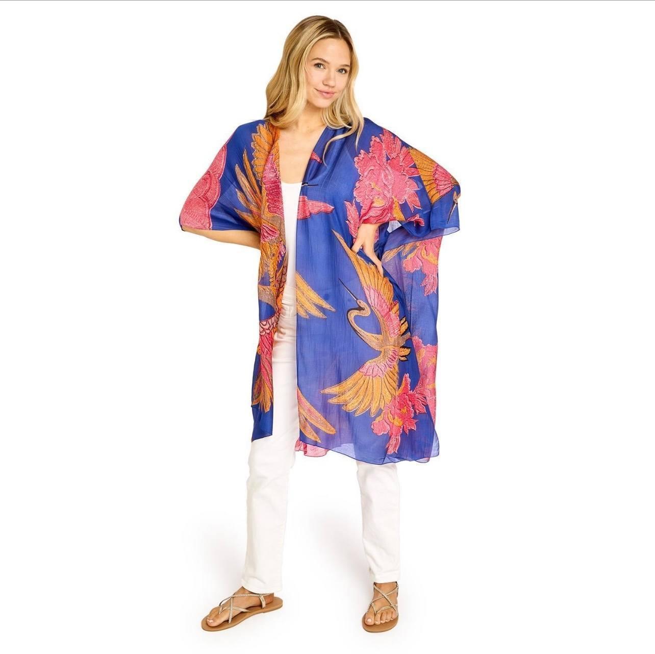Kimono Crane Cobalt