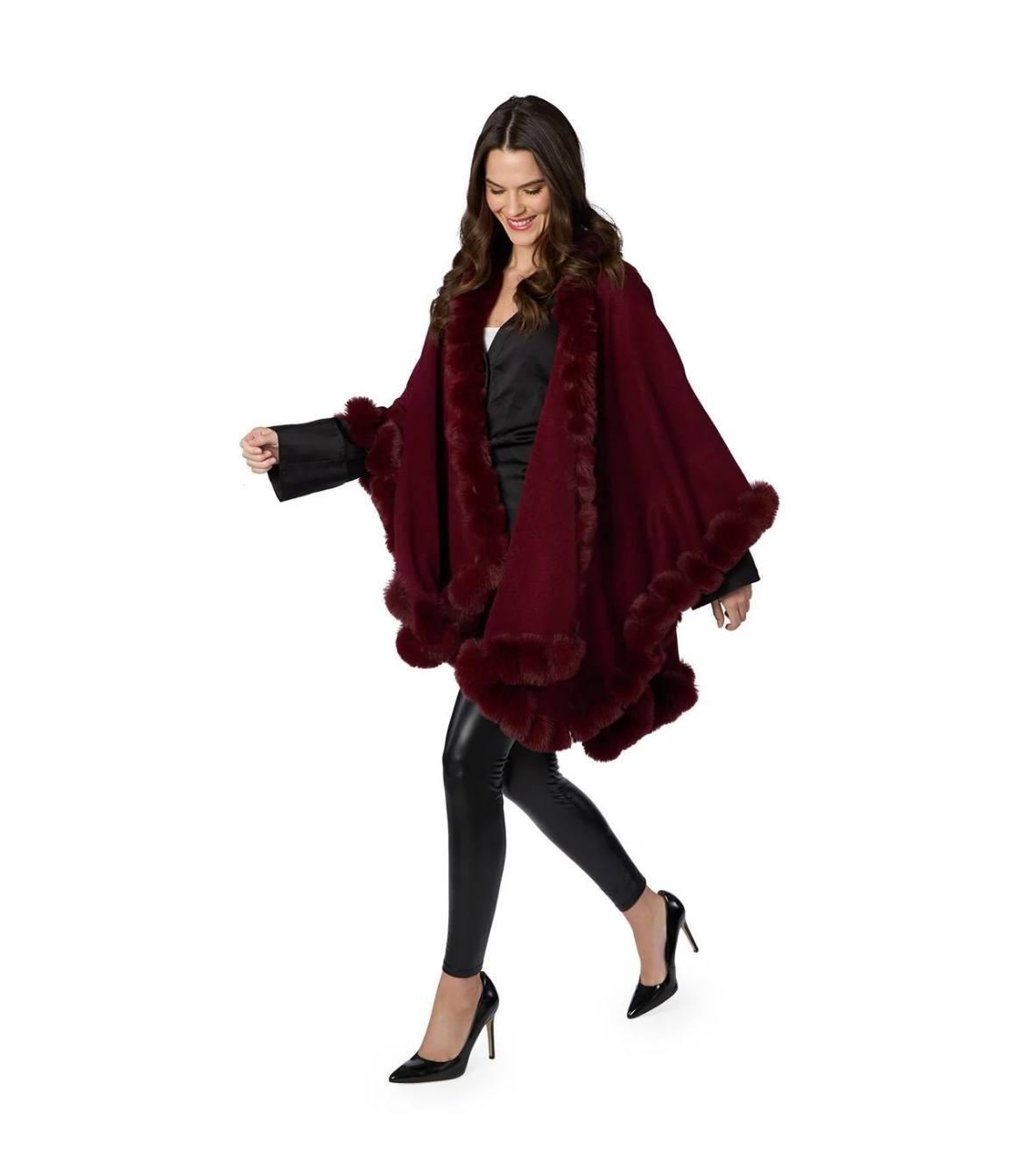 Burgundy Faux Fur Wrap