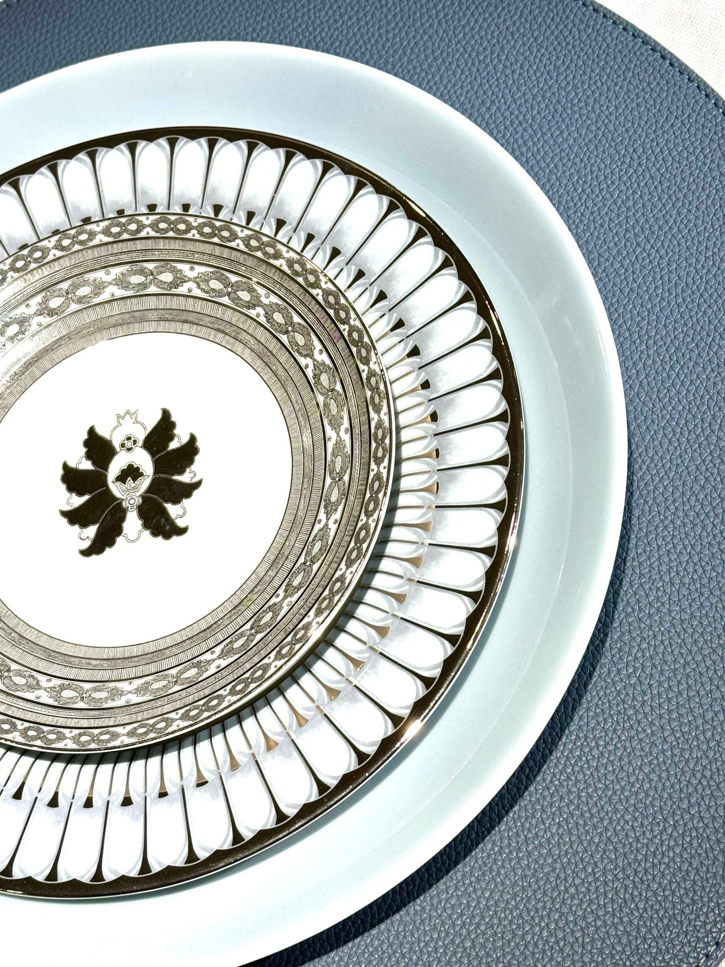 grey dinner plate