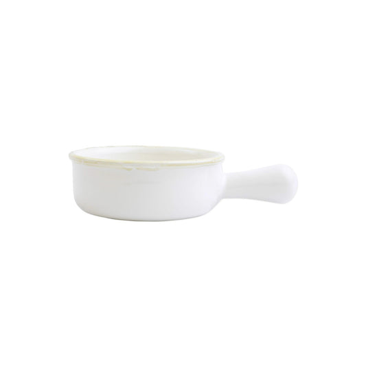 White Small Round Baker with Large Handle