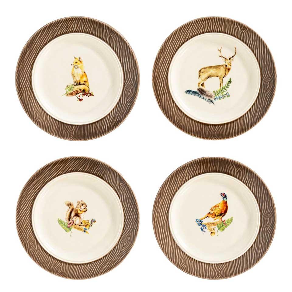 Animal Side/Cocktail Plate Assorted Set/4