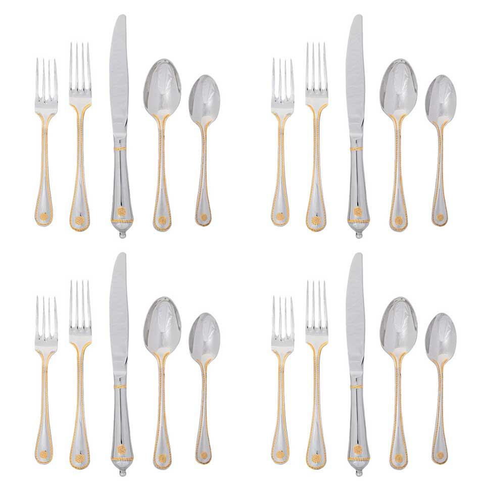 20pc Place Setting - Polished with Gold