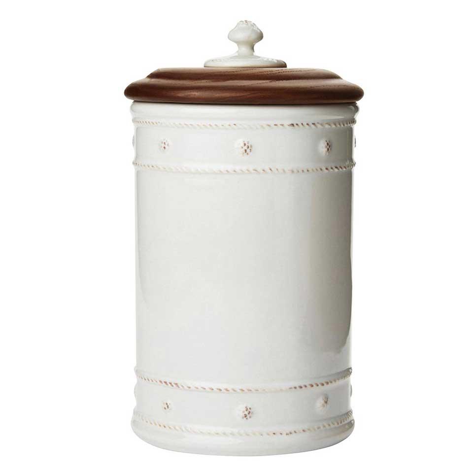 10" Canister with Wooden Lid - Whitewash