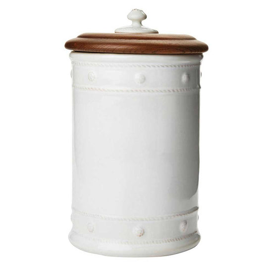 11.5" Canister with Wooden Lid - Whitewash