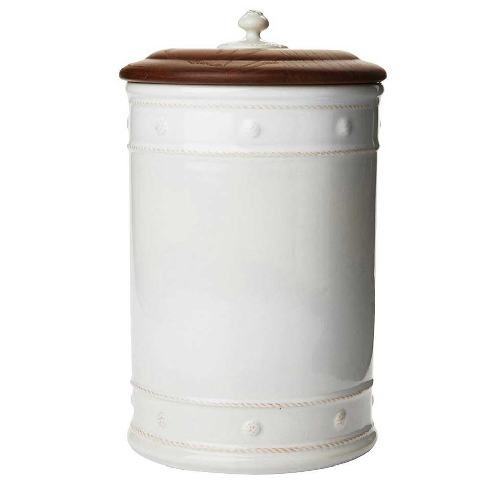 13" Canister with Wooden Lid - Whitewash