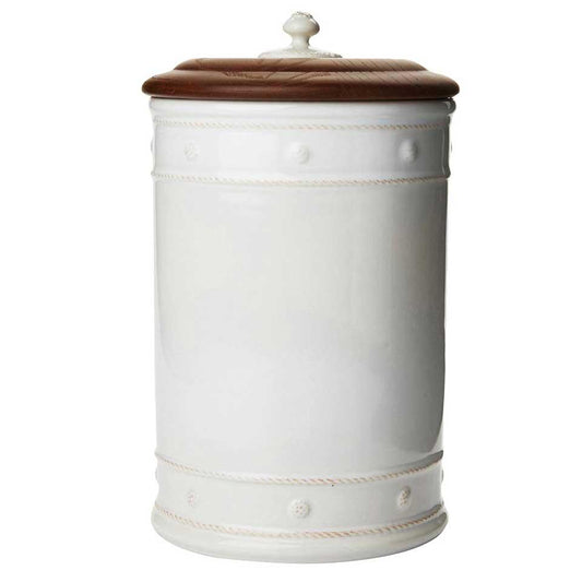 13" Canister with Wooden Lid - Whitewash