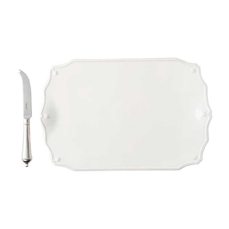 15" Serving Board with Knife - Whitewash
