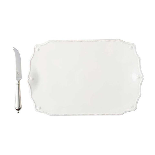 15" Serving Board with Knife - Whitewash