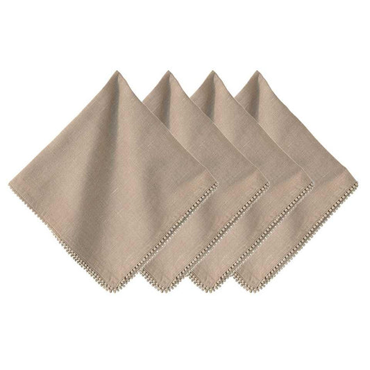 Berry Trim Napkin Set/4 -Flax