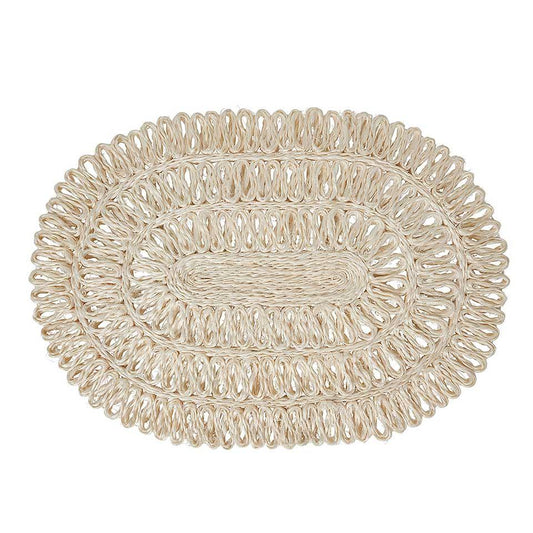 Straw Loop Oval Placemat - Whitewash