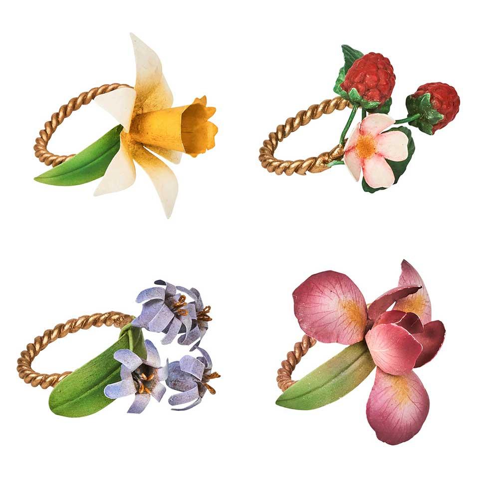 Meadow Walk Floral Napkin Ring Assorted Set/4 - Multi