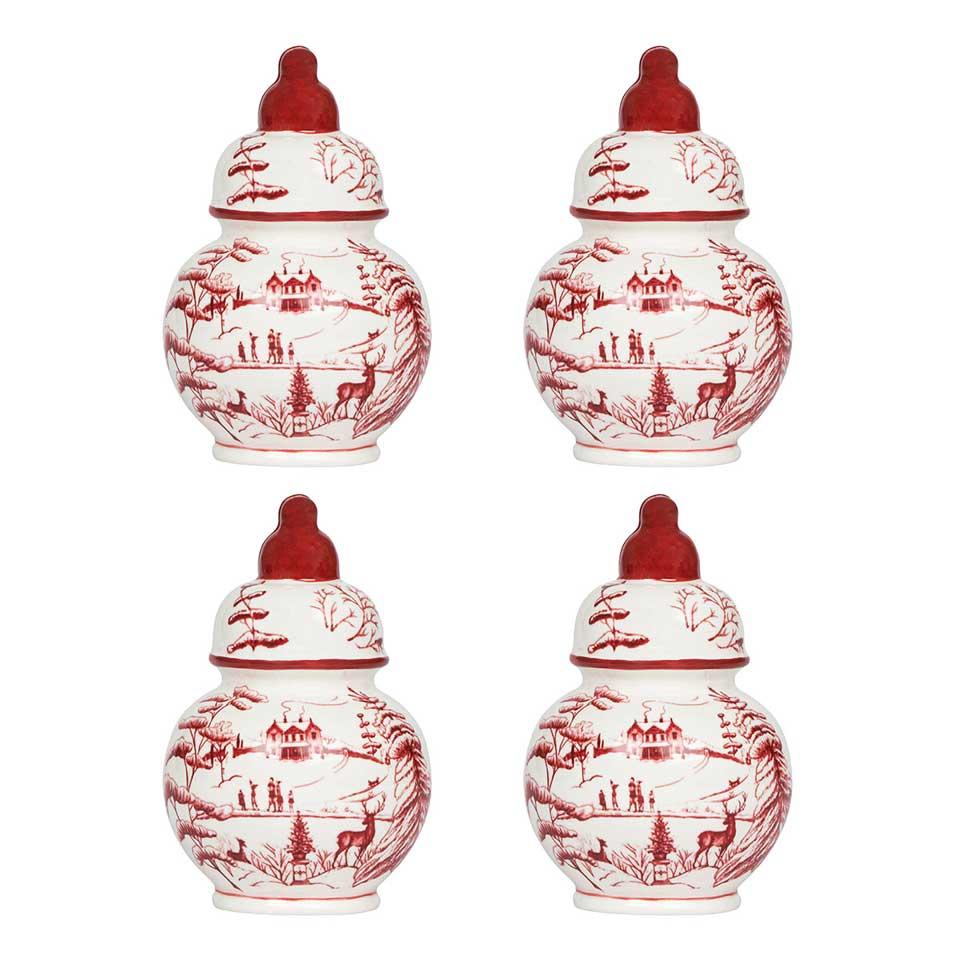 Ginger Jar Place Card Holder Set/4 - Ruby