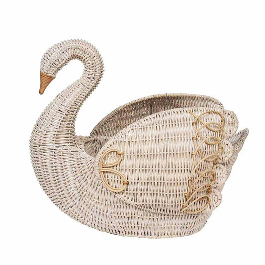 Swan Basket - Whitewash