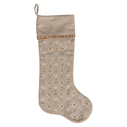Heidi Embroidered Stocking- Natural