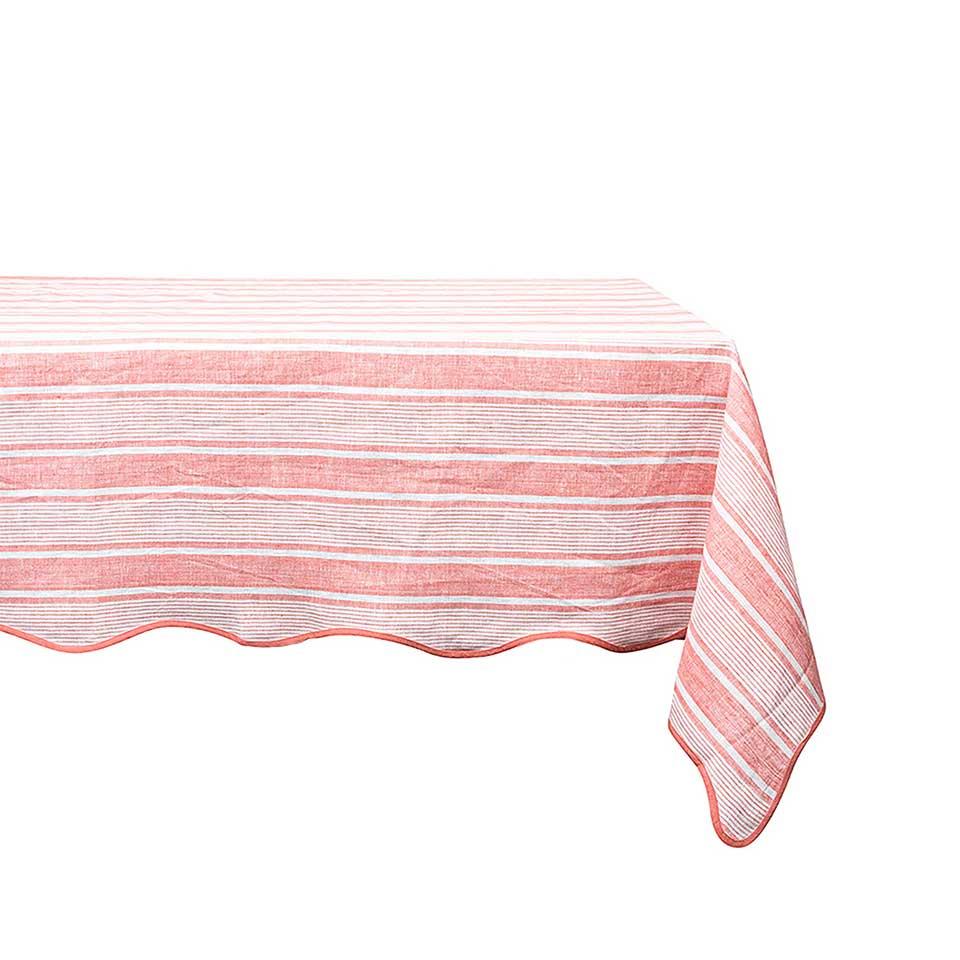 Cabana Stripe 60" x 120" Tablecloth - Coral