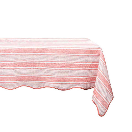 Cabana Stripe 60" x 120" Tablecloth - Coral