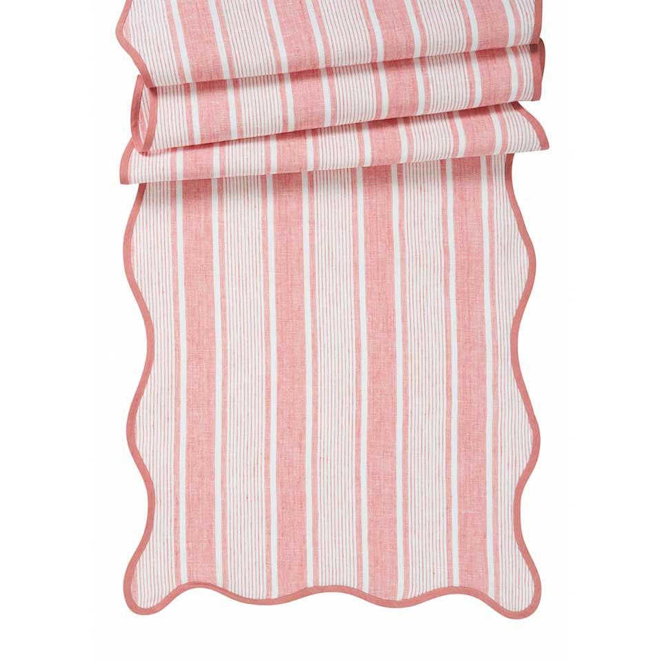 Cabana Stripe 18" x 90" Table Runner - Coral