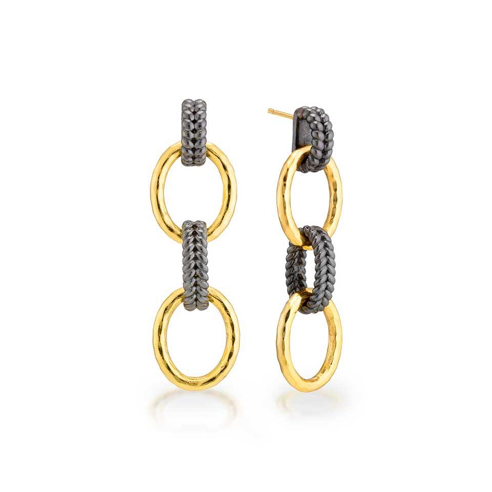 Regal Double Link Earrings - Gold/Midnight