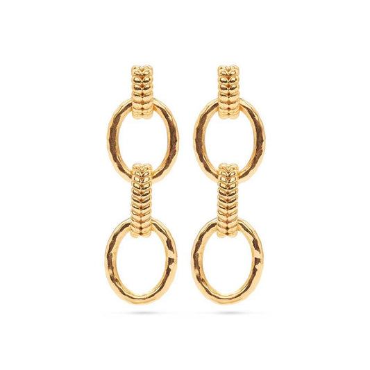 Regal Double Link Earrings - Gold
