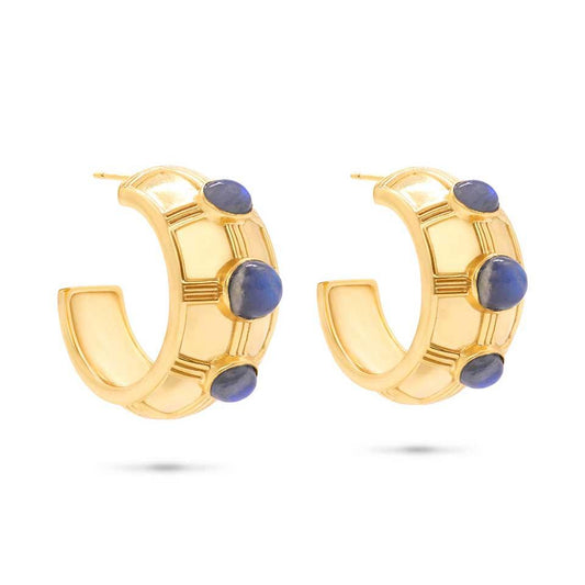 Bold Hoop Earrings - Blue Labradorite