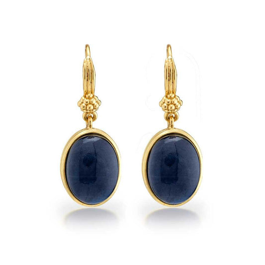 Oval Drop Earrings - Blue Labradorite