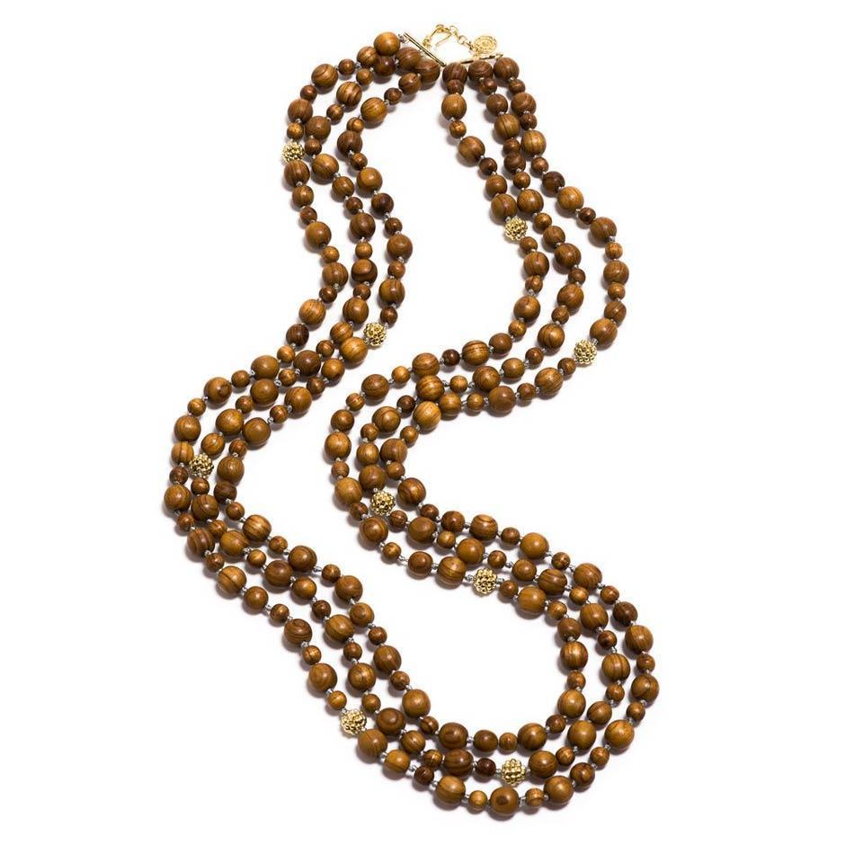Beads Necklace, 34' - Teak