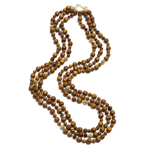 Beads Necklace, 34' - Teak