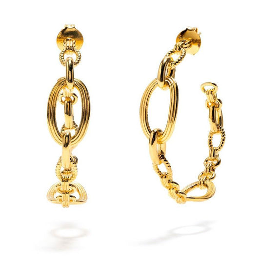 Chain Hoop Earrings - Gold