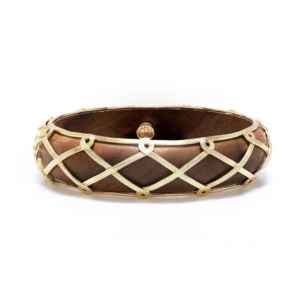 Hinged Bangle - Teak