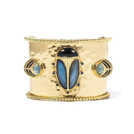 Grande Cuff - Blue Labradorite/Black Agate